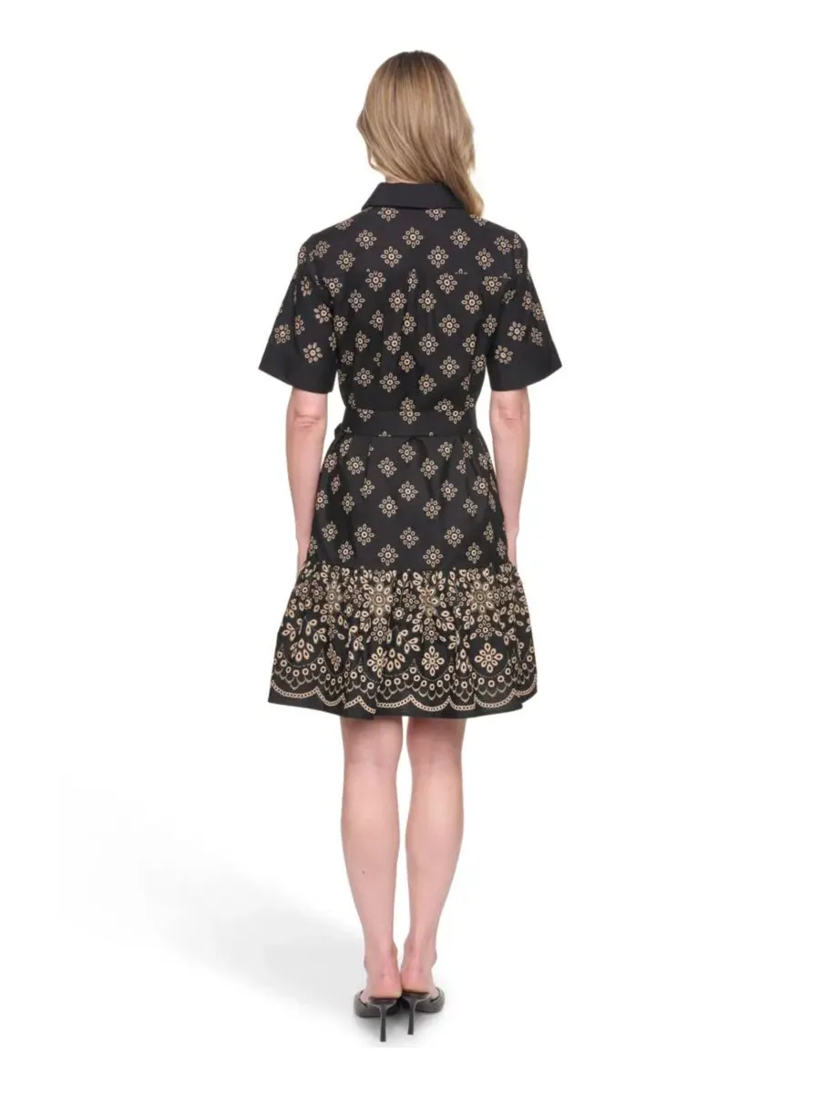 Платье-рубашка с коротким рукавом и поясом, Petite Short-Sleeve Fit and Flare Shirt-Dress Jessica — изображение 5 из 5