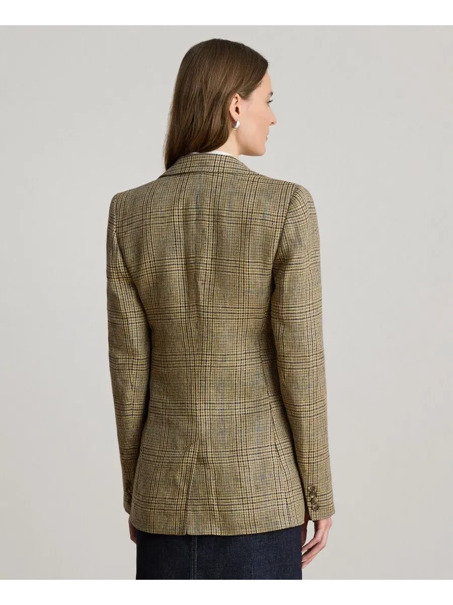 Женский пиджак Glen Plaid Padded Lauren Ralph Lauren — изображение 5 из 8, бежевый/черный мульти