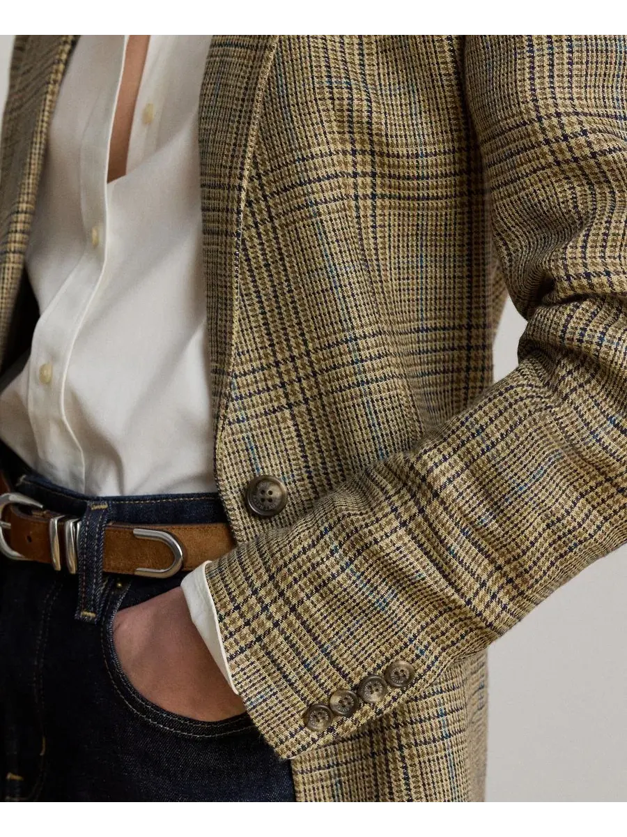 Женский пиджак Glen Plaid Padded Lauren Ralph Lauren — изображение 6 из 8, бежевый/черный мульти
