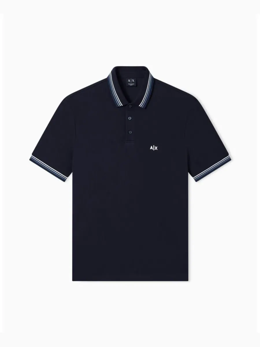 Мужская поло-рубашка с коротким рукавом из пике A|X Armani Exchange — изображение 2 из 5, глубокий темно-синий