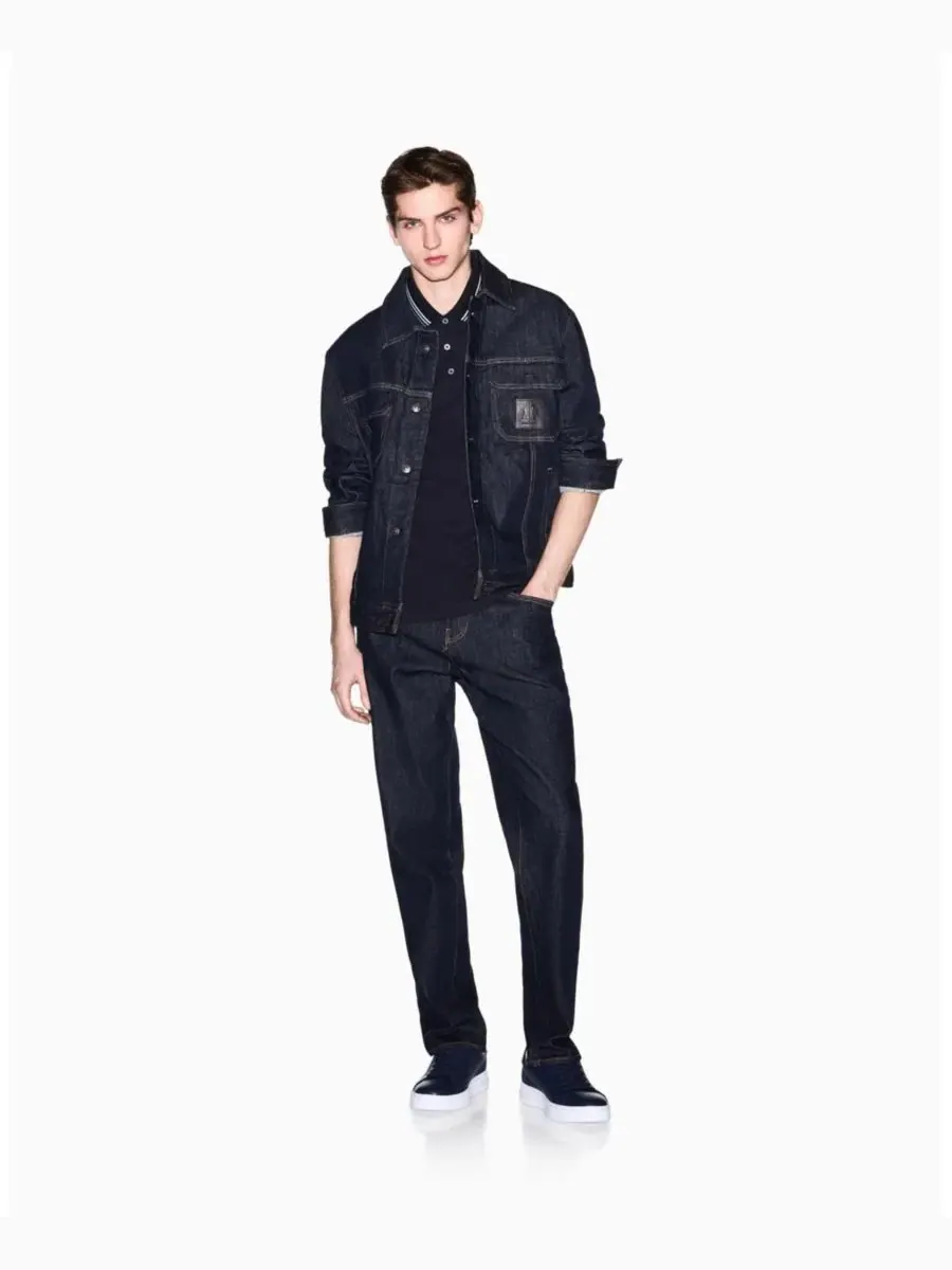Мужская поло-рубашка с коротким рукавом из пике A|X Armani Exchange — изображение 5 из 5, глубокий темно-синий