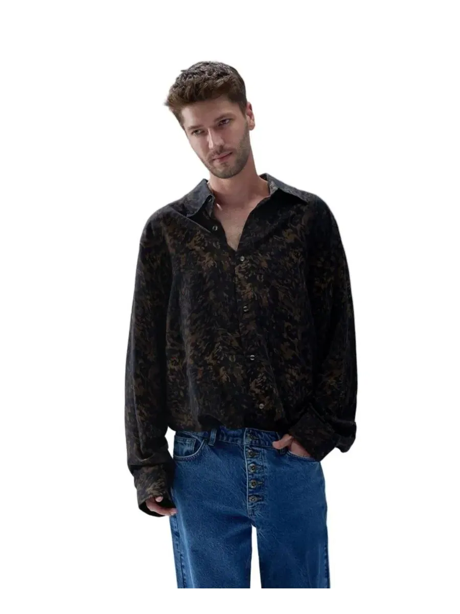 Мужская рубашка с принтом Leopard Print, бренд PCFG, длинный рукав