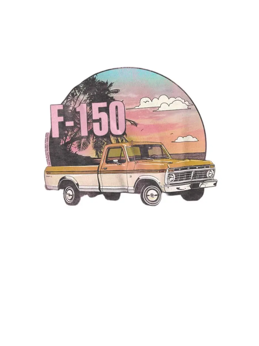 Футболка с принтом Ford Trucks F150 At The Beach Mustang — изображение 3 из 3, розовый