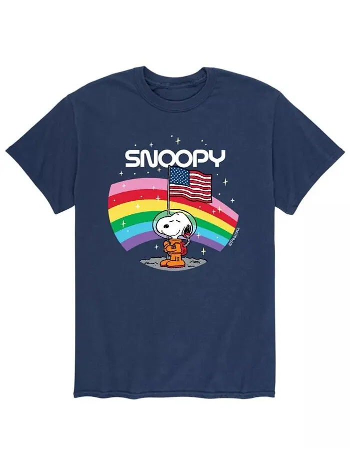 Мужская футболка Peanuts Space с американским флагом AIRWAVES — изображение 1 из 2, синий