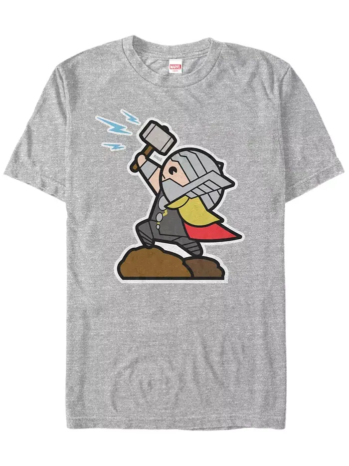 Футболка с коротким рукавом Marvel Men's Avengers The Mighty Kawaii Thor Fifth Sun — изображение 1 из 1, серый