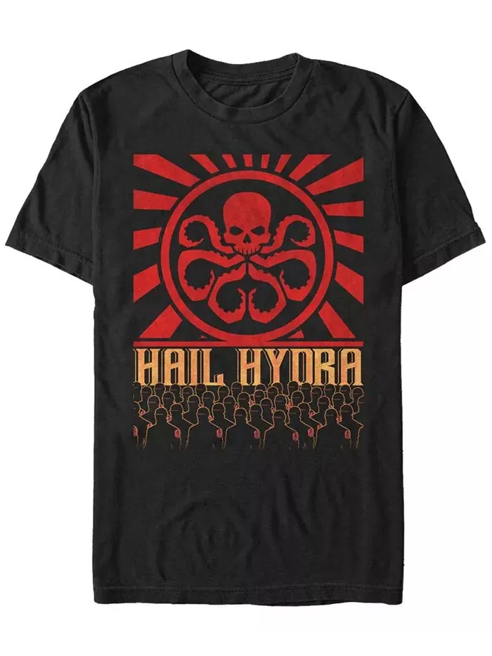 Мужская футболка с коротким рукавом из коллекции комиксов Marvel Hail Hydra Propaganda Fifth Sun — изображение 1 из 1, черный