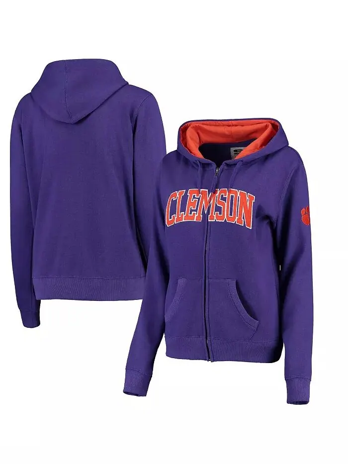 Женская толстовка с капюшоном и молнией Clemson Tigers с арочным названием Colosseum — изображение 1 из 4, фиолетовый