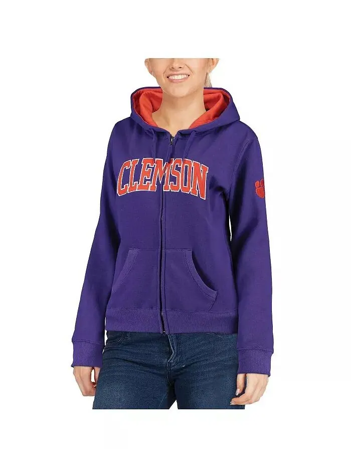 Женская толстовка с капюшоном и молнией Clemson Tigers с арочным названием Colosseum — изображение 3 из 4, фиолетовый