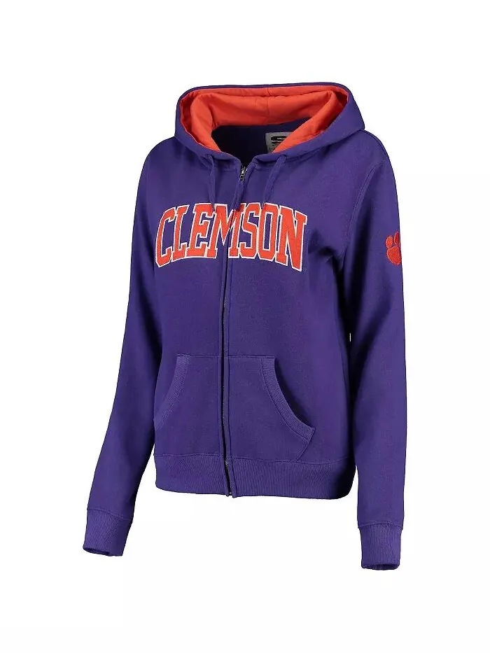 Женская толстовка с капюшоном и молнией Clemson Tigers с арочным названием Colosseum — изображение 4 из 4, фиолетовый
