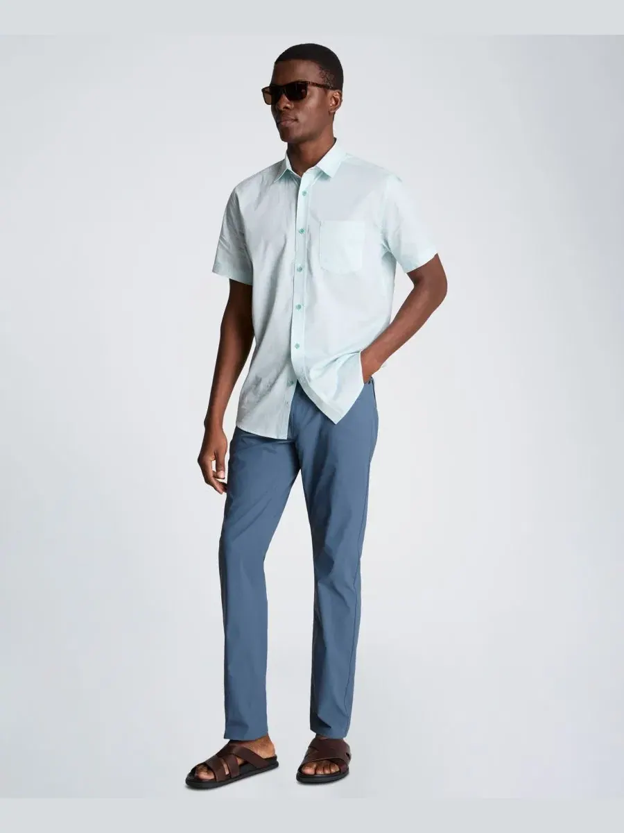 Мужская рубашка с коротким рукавом, slim fit, с воротником на пуговицах Kenneth Cole — изображение 2 из 5, голубой