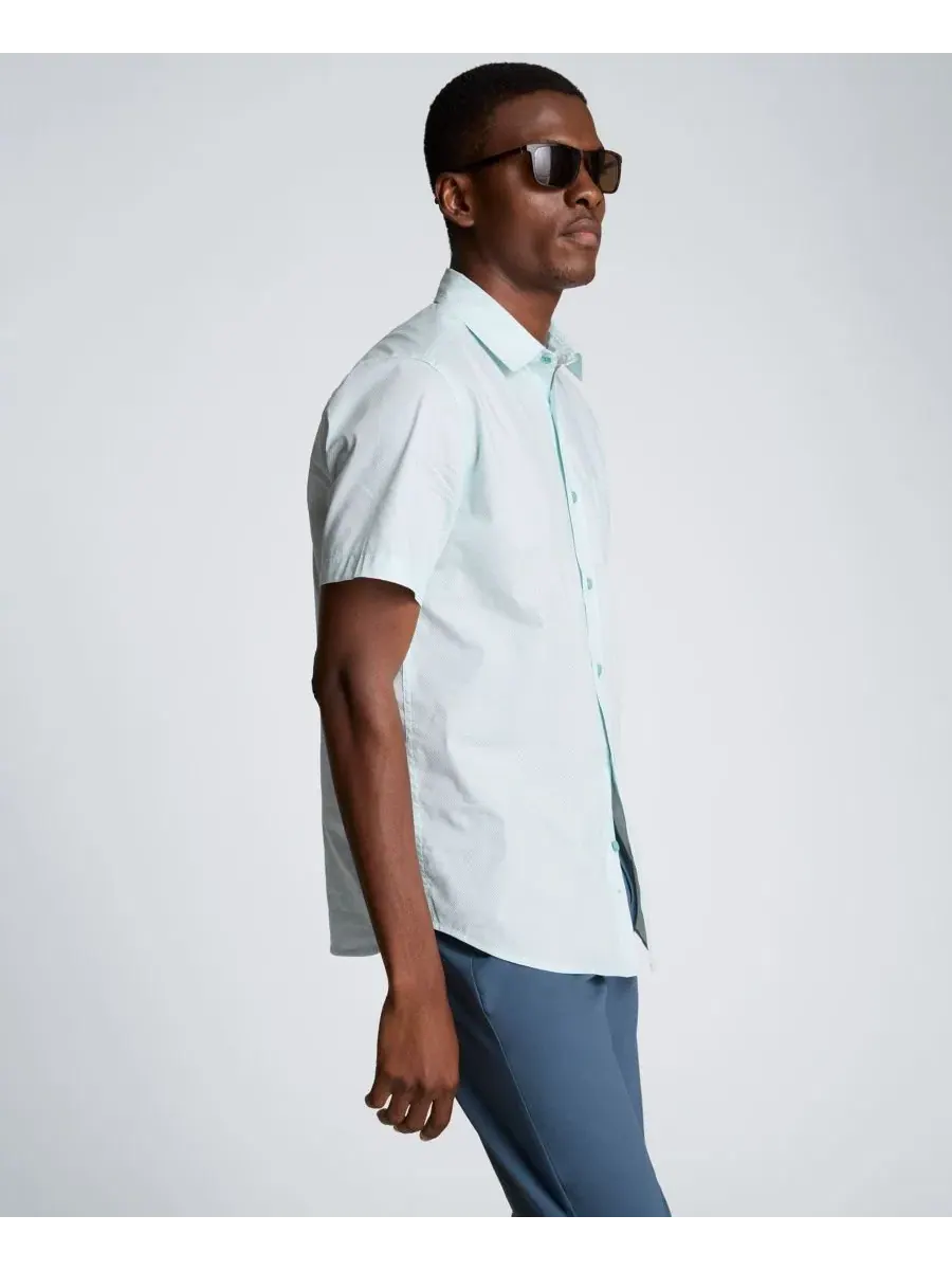 Мужская рубашка с коротким рукавом, slim fit, с воротником на пуговицах Kenneth Cole — изображение 3 из 5, голубой