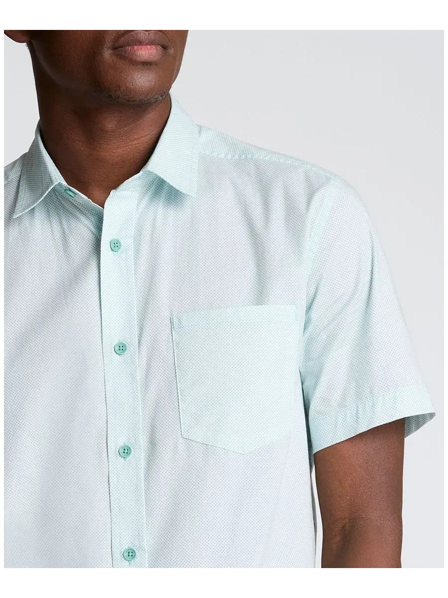 Мужская рубашка с коротким рукавом, slim fit, с воротником на пуговицах Kenneth Cole — изображение 4 из 5, голубой
