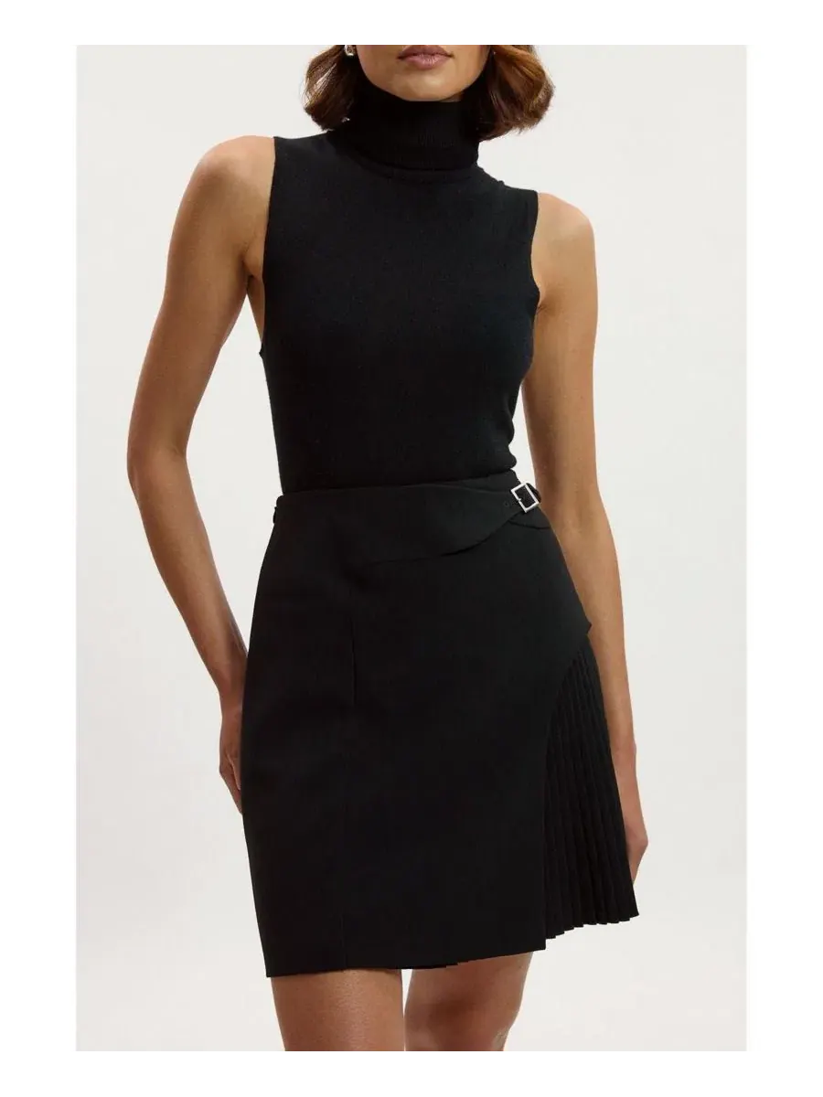 Юбка мини с высокой посадкой и плиссировкой, модель Pleated Mini Karen Millen — изображение 5 из 5, черный