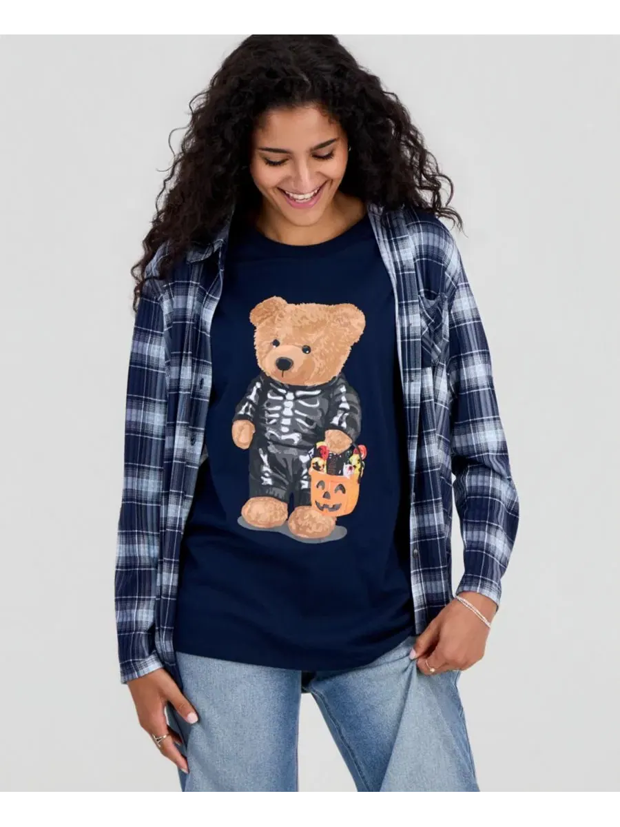 Футболка с принтом Skeleton Bear Grayson Threads, The Label — изображение 1 из 4, темно-синий