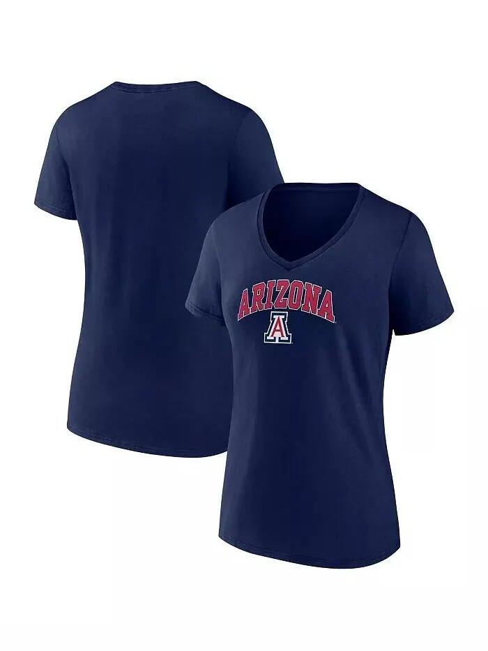 Женская темно-синяя футболка с v-образным вырезом Arizona Wildcats Evergreen Campus Fanatics — изображение 1 из 3