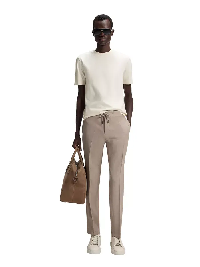 Мужская футболка из мерсеризованного хлопка Regular-Fit Hugo Boss — изображение 4 из 4, белый