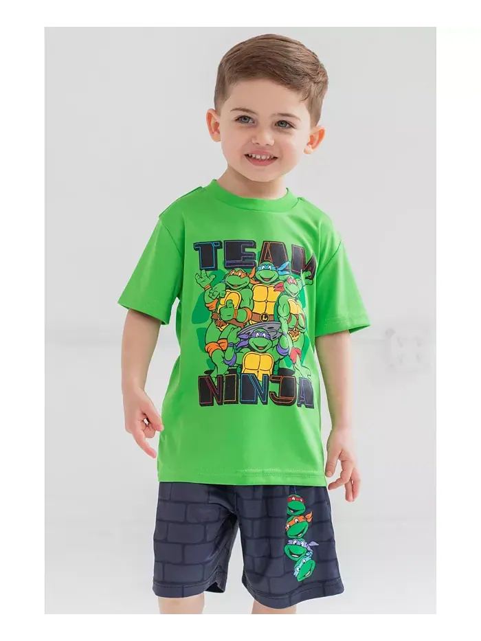 Футболка, топ и шорты (3 предмета) TEENAGE MUTANT NINJA TURTLES — изображение 4 из 7, черный/зеленый
