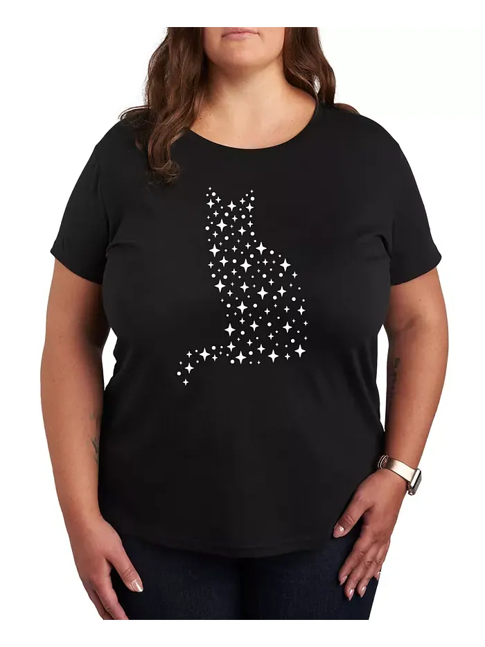 Футболка с принтом Celestial Cat Plus Size Hybrid Apparel — изображение 1 из 3, черный
