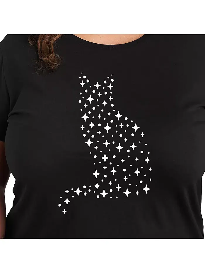 Футболка с принтом Celestial Cat Plus Size Hybrid Apparel — изображение 2 из 3, черный
