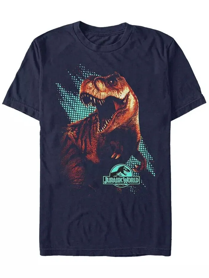 Футболка с коротким рукавом для мужчин с изображением экрана компьютера T. Rex из фильма «Мир — изображение 1 из 1