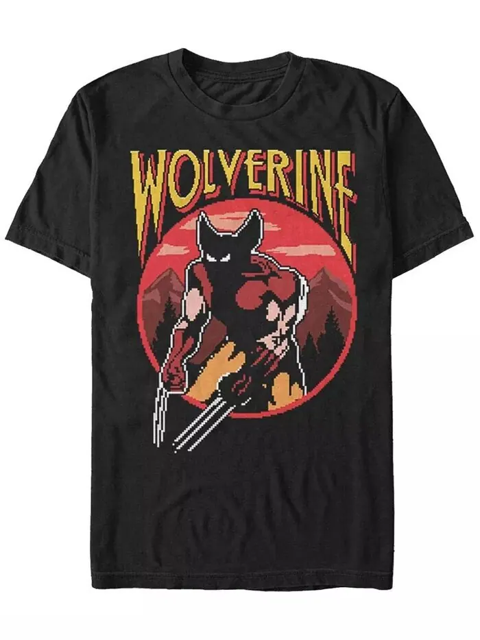 Мужская футболка с коротким рукавом Marvel Classic Games Wolverine Pixel Nes Fifth Sun — изображение 1 из 1, черный