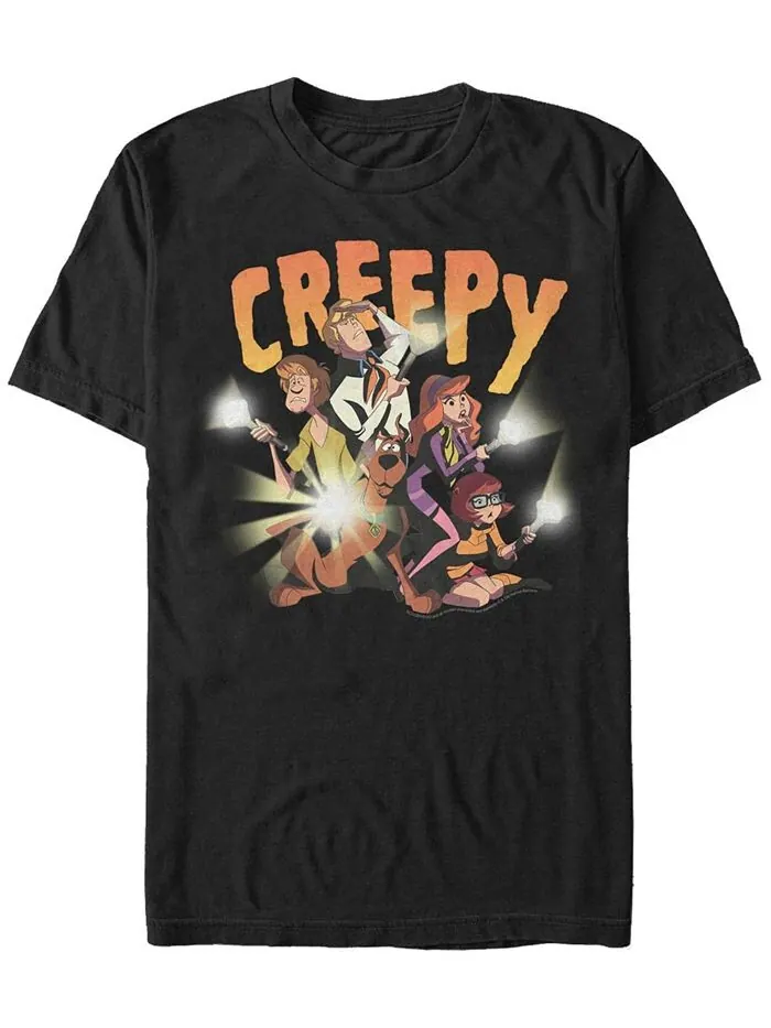 Мужская футболка с короткими рукавами Scooby-Doo Creepy Flashlight Group Fifth Sun — изображение 1 из 1, черный