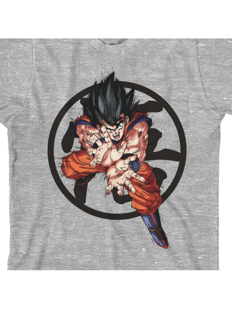 Детская спортивная футболка с изображением Гоку и символа, размер XL Dragon Ball Z — изображение 2 из 3, серый