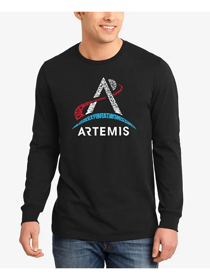 Мужская футболка с длинным рукавом и логотипом NASA Artemis Word Art LA Pop Art — изображение 1 из 3, черный