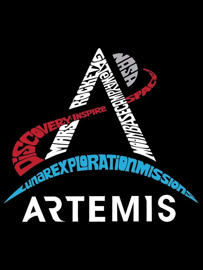 Мужская футболка с длинным рукавом и логотипом NASA Artemis Word Art LA Pop Art — изображение 3 из 3, черный