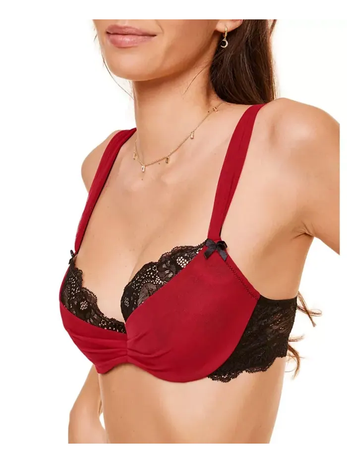 Женский бюстгальтер Push Up Demi Clairabelle Adore Me — изображение 2 из 3, темный красный