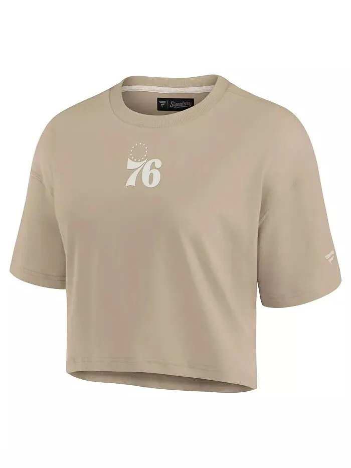 Женская футболка цвета хаки Philadelphia 76ers Elements Super Soft прямоугольного кроя Fanatics — изображение 2 из 3