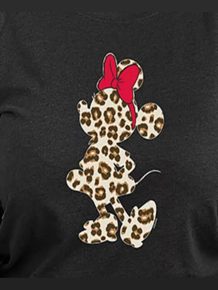 Плюс Размер Disney Минни Маус Леопардовый Графический Пуловер Топ Hybrid Apparel — изображение 2 из 3, черный