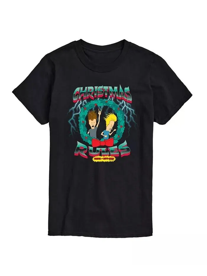 Мужская футболка с коротким рукавом Beavis Butthead Christmas Rules AIRWAVES — изображение 1 из 3, черный