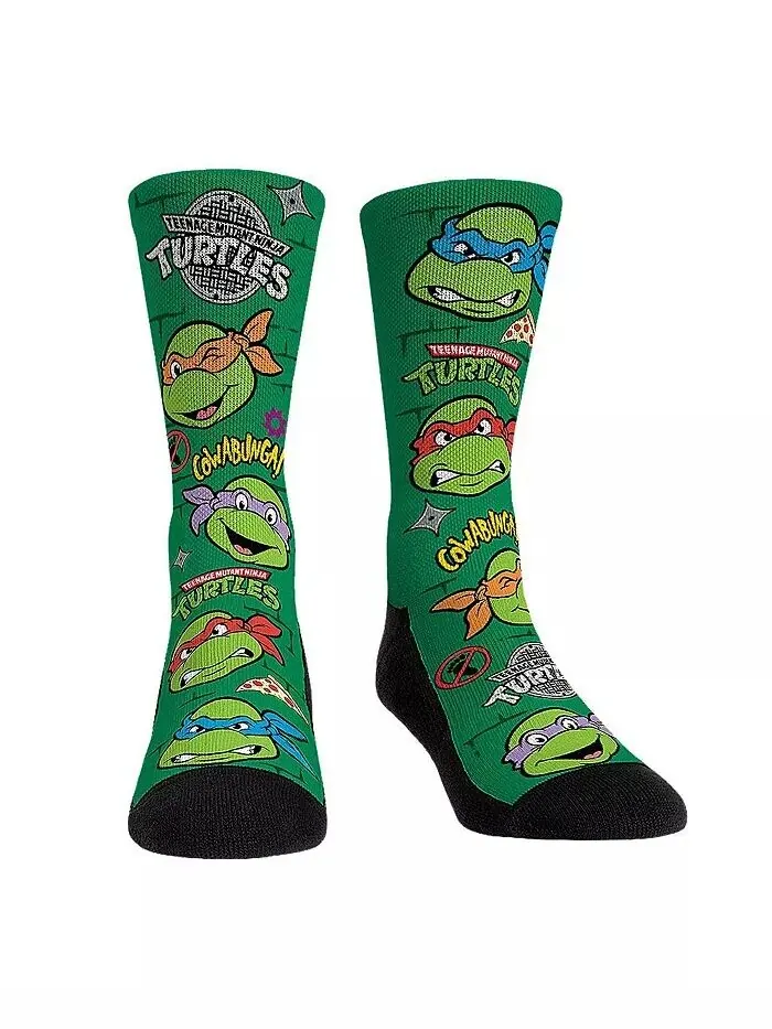 Мужские и женские носки Teenage Mutant Ninja Turtles All Over Icons Crew Socks Rock 'Em — мульти