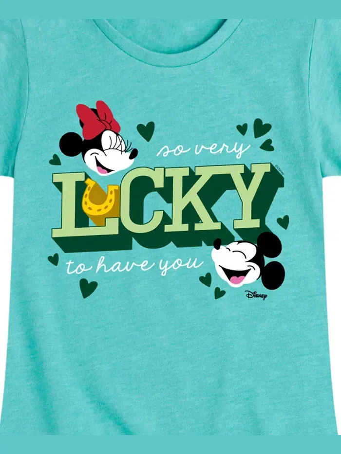 Футболка с коротким рукавом "Big Girls Minnie Mickey St Patrick's Day Lucky" с принтом Disney — изображение 3 из 3, синий