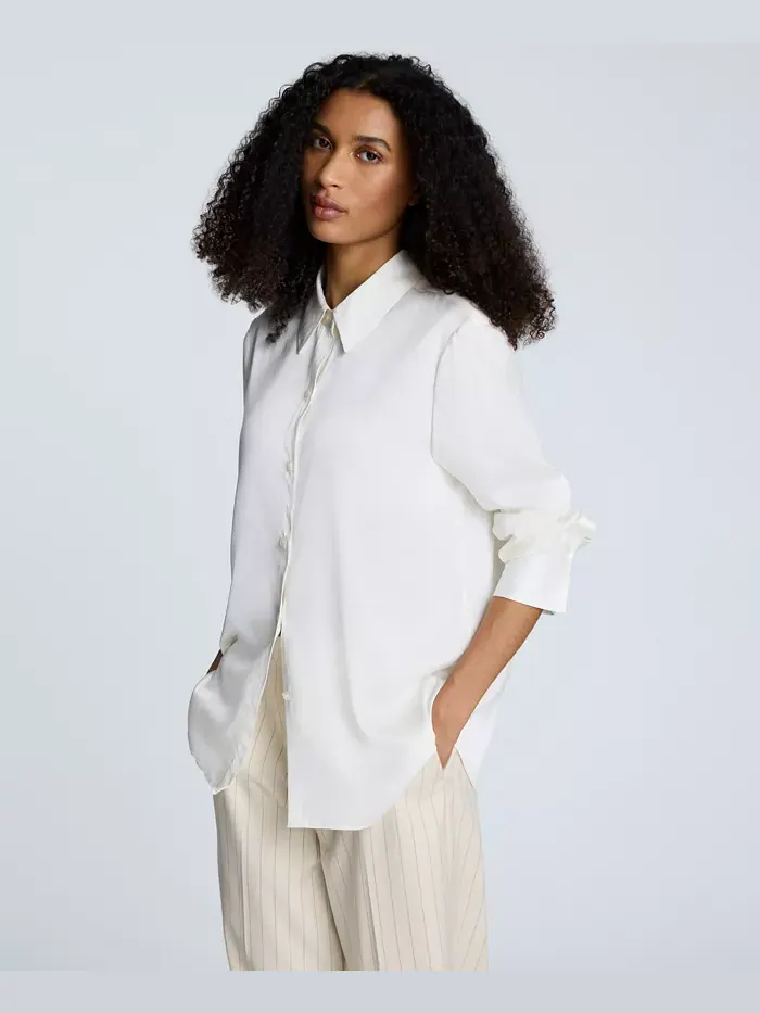 Женская атласная рубашка на пуговицах спереди Kenneth Cole — изображение 5 из 5, устрица