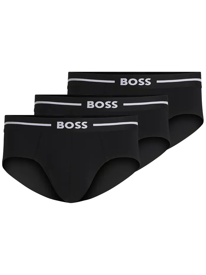 Мужские трусы-боксеры 3 шт с ярким логотипом Hugo Boss — изображение 1 из 5, черный