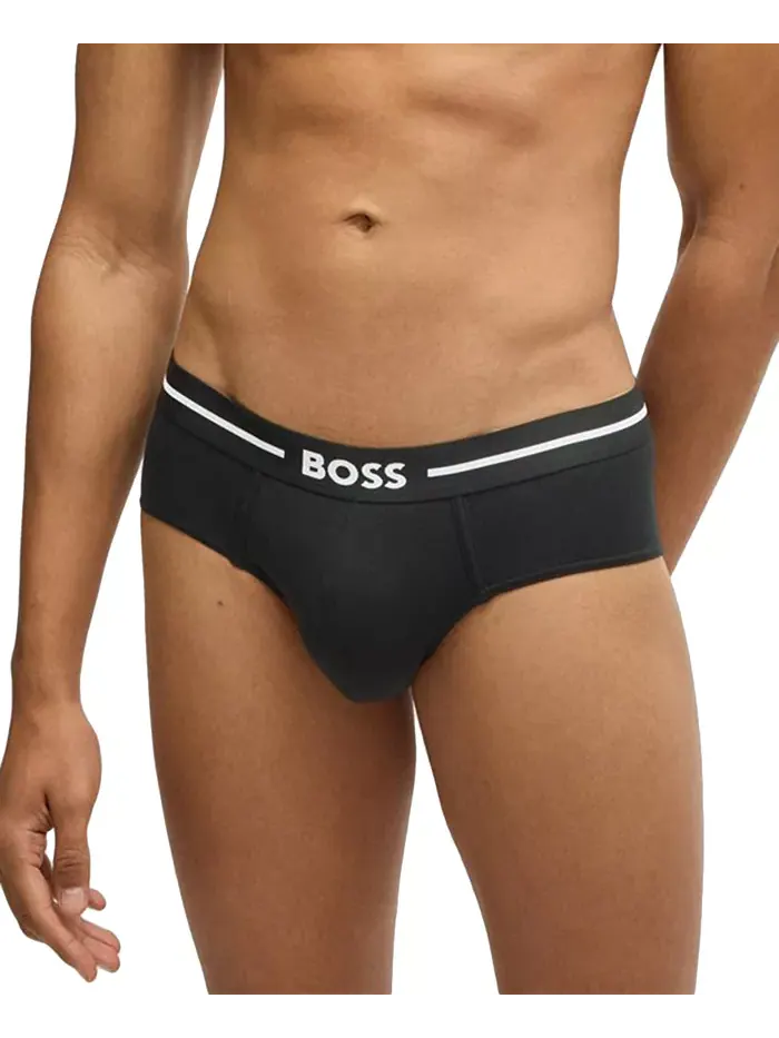 Мужские трусы-боксеры 3 шт с ярким логотипом Hugo Boss — изображение 3 из 5, черный