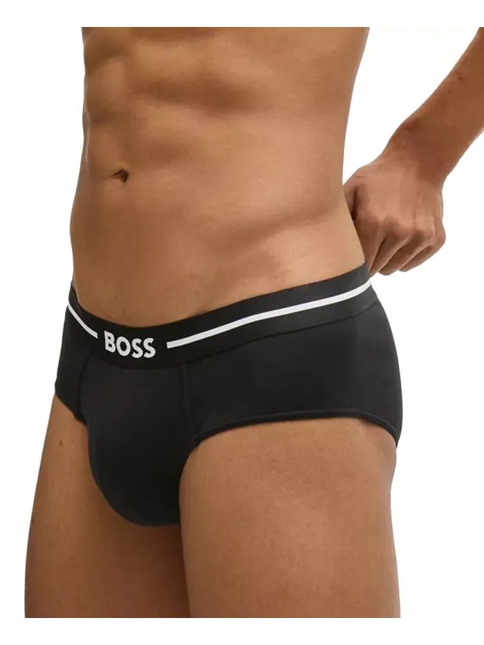Мужские трусы-боксеры 3 шт с ярким логотипом Hugo Boss — изображение 4 из 5, черный