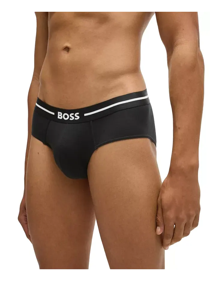 Мужские трусы-боксеры 3 шт с ярким логотипом Hugo Boss — изображение 5 из 5, черный