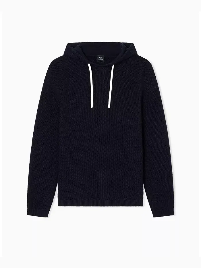 Мужской свитер с капюшоном вафельной вязки A|X Armani Exchange — изображение 5 из 5, синий