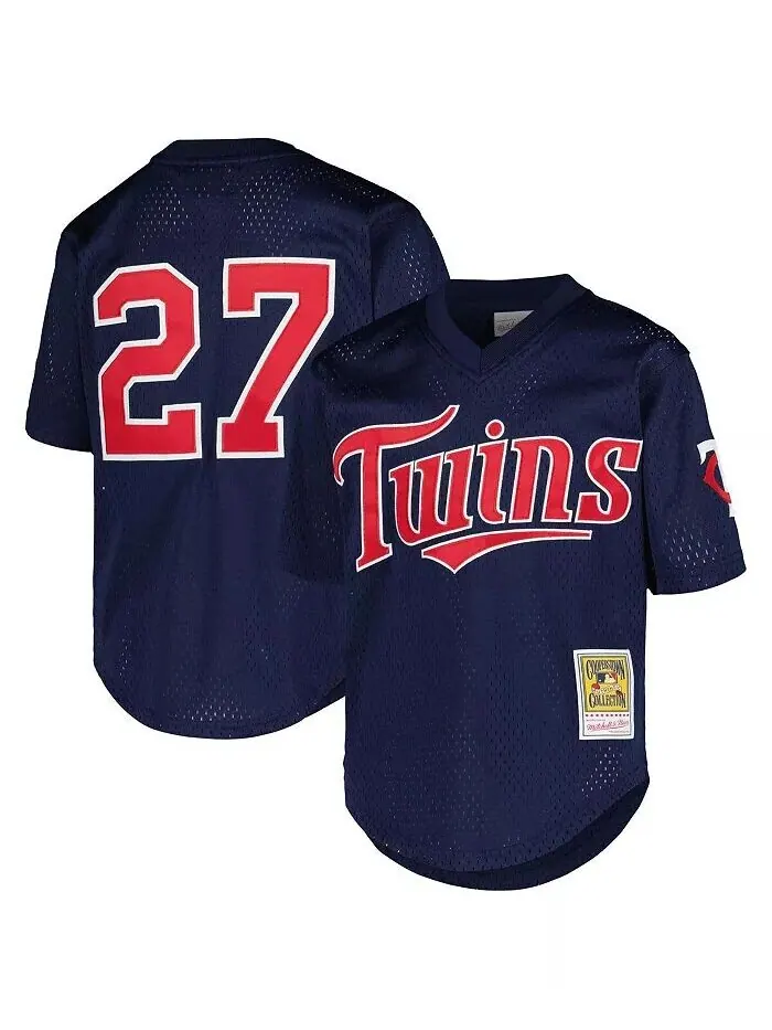 Big Boys David Ortiz Navy Minnesota Twins Cooperstown Collection Сетчатый тренировочный трикотаж — изображение 1 из 3