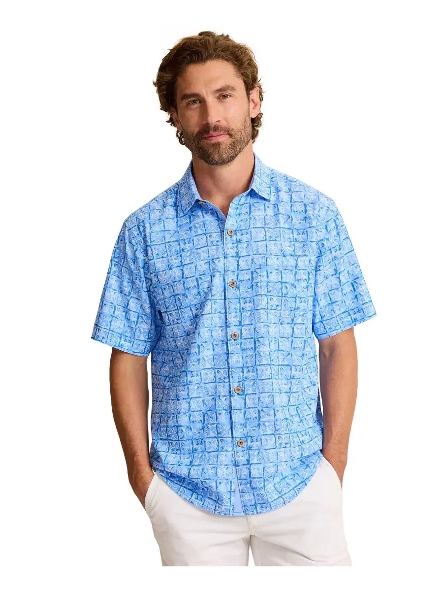 Мужская рубашка Coastal Ease Carrico Tiles Tommy Bahama — изображение 1 из 4, ледяной узор