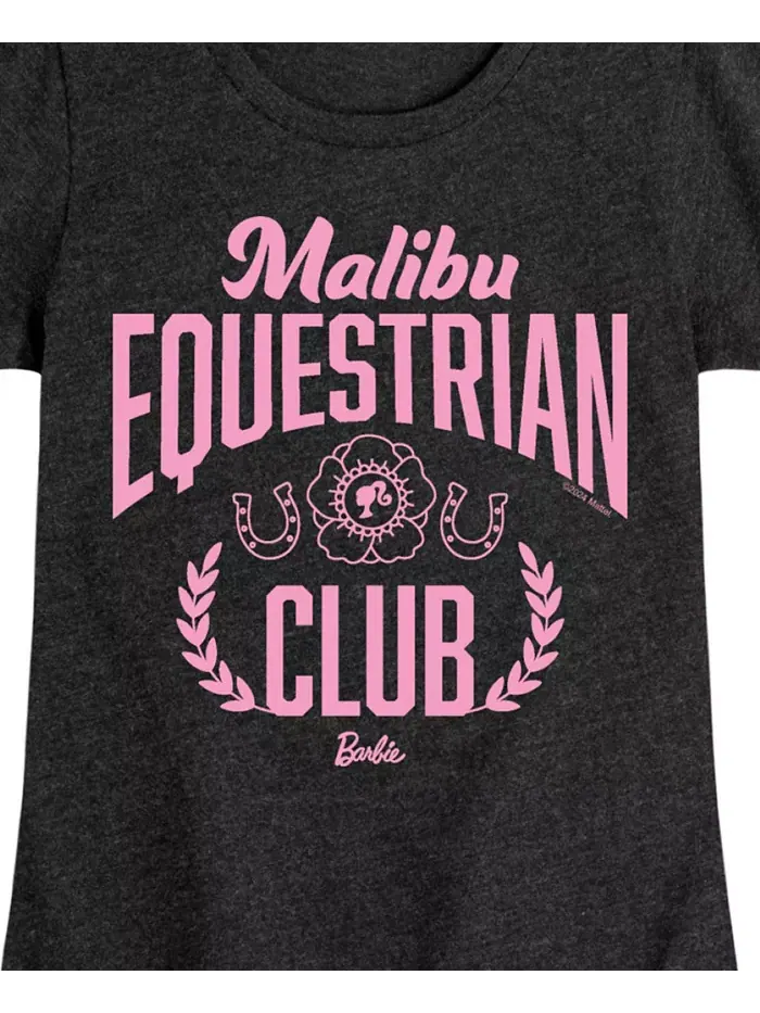 Футболка с коротким рукавом Big Girls Malibu Equestrian Club с графическим принтом Barbie — изображение 3 из 3, черный