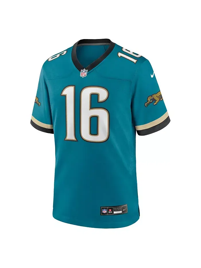 Мужская игровая футболка Trevor Lawrence в стиле ретро Jacksonville Jaguars Prowler, цвет морской — изображение 2 из 3
