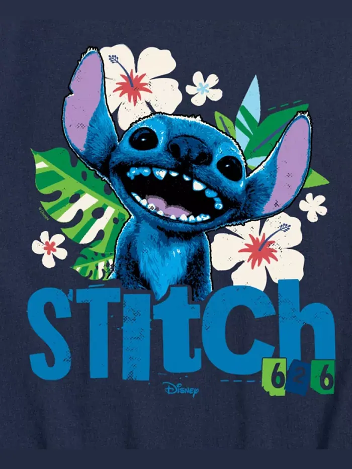 Футболка с принтом "Lilo & Stitch: Живое действие" и цветами для мальчиков больших размеров — изображение 3 из 3, синий