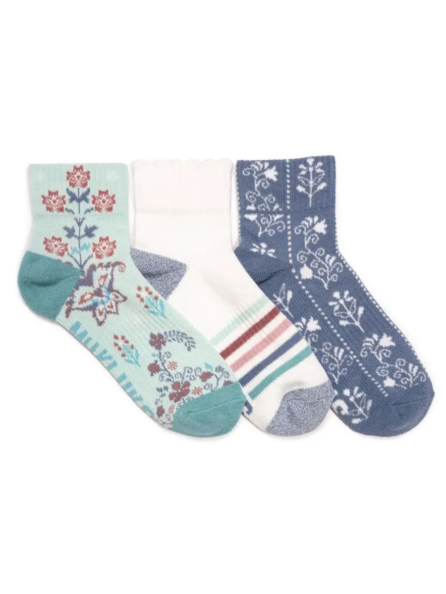 Женские хлопковые компрессионные короткие носки, 3 пары в упаковке MUK LUKS — изображение 1 из 3, серый