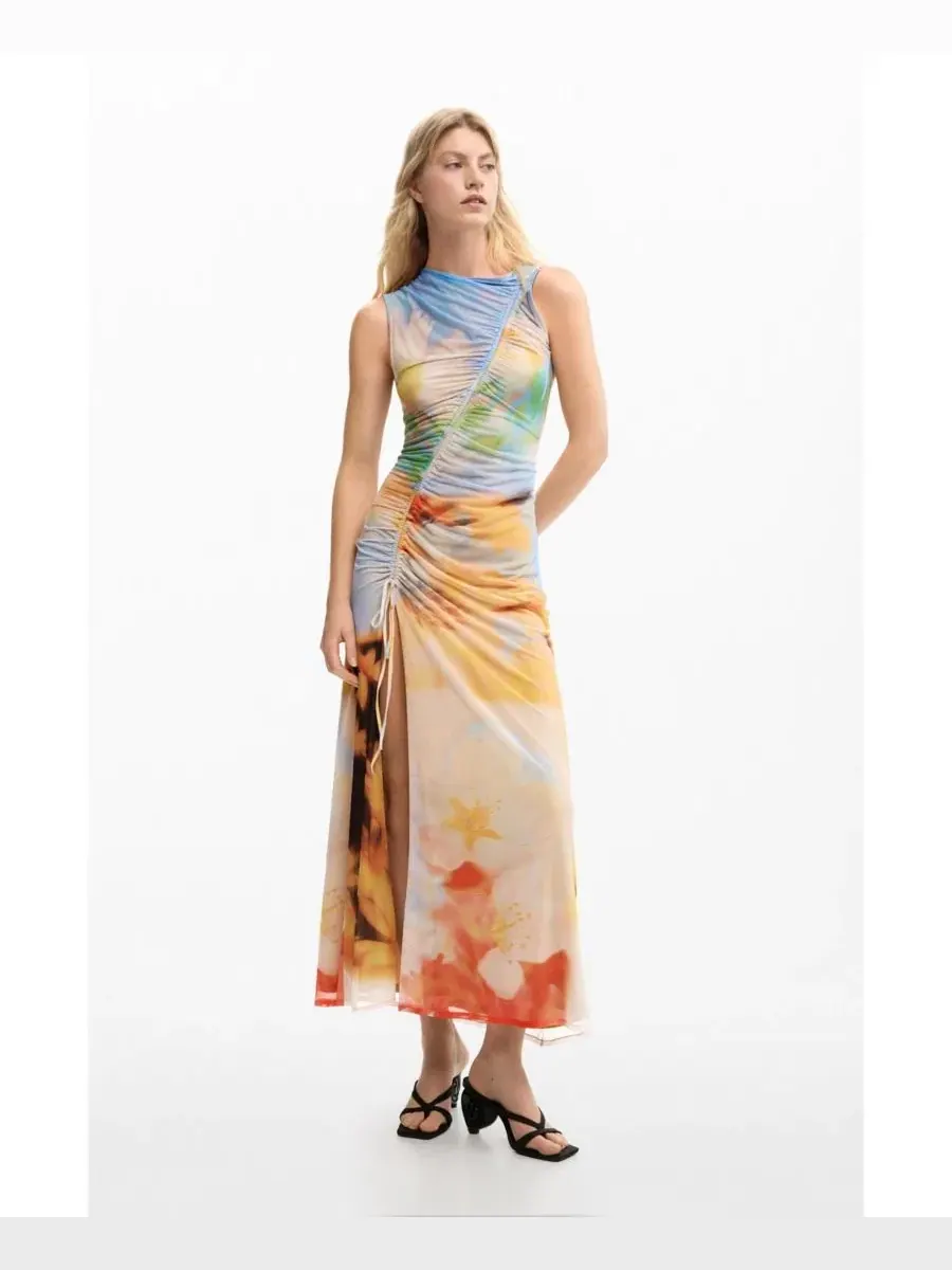 Женское длинное платье с драпировкой Desigual