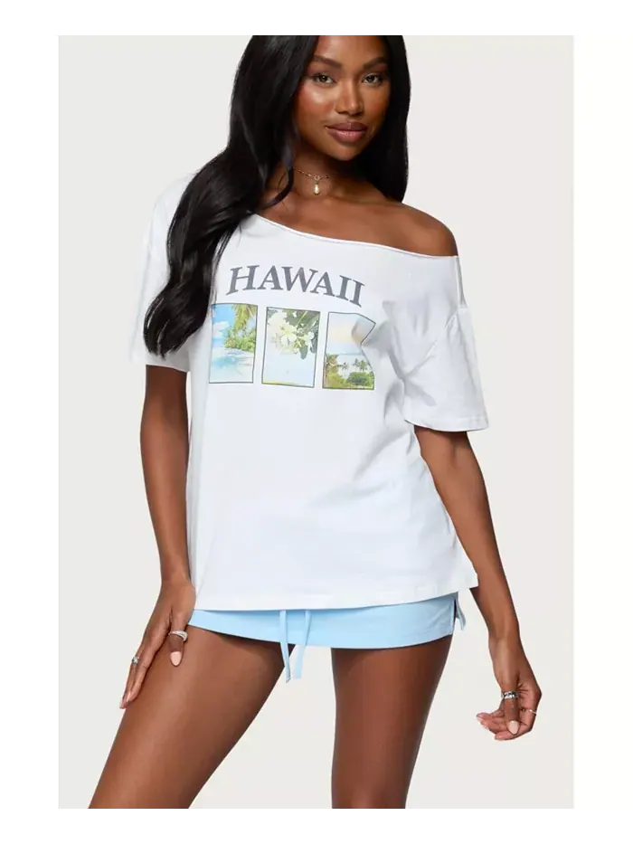 Женская футболка с открытыми плечами Hawaiian Babe Edikted — изображение 4 из 5, белый