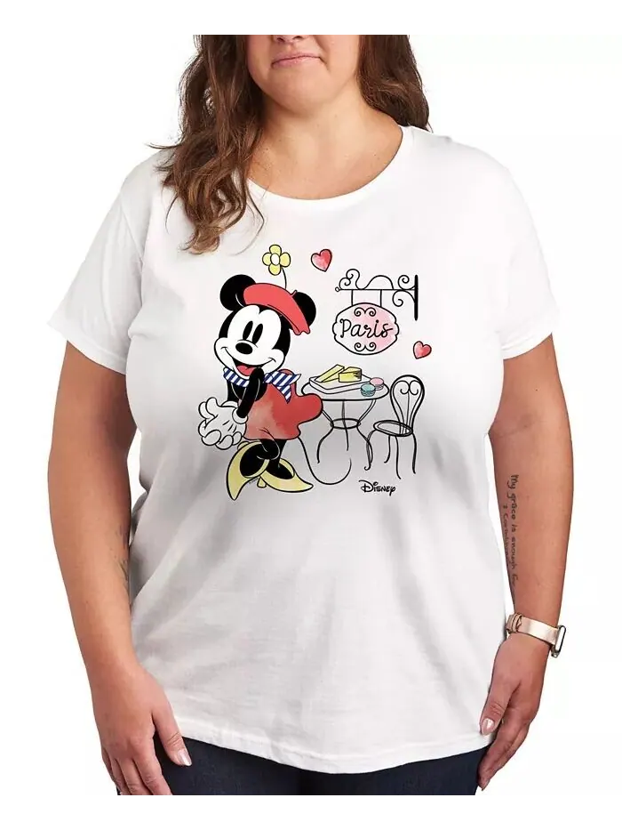 Футболка больших размеров с рисунком Minnie Paris Hybrid Apparel — изображение 1 из 3, белый